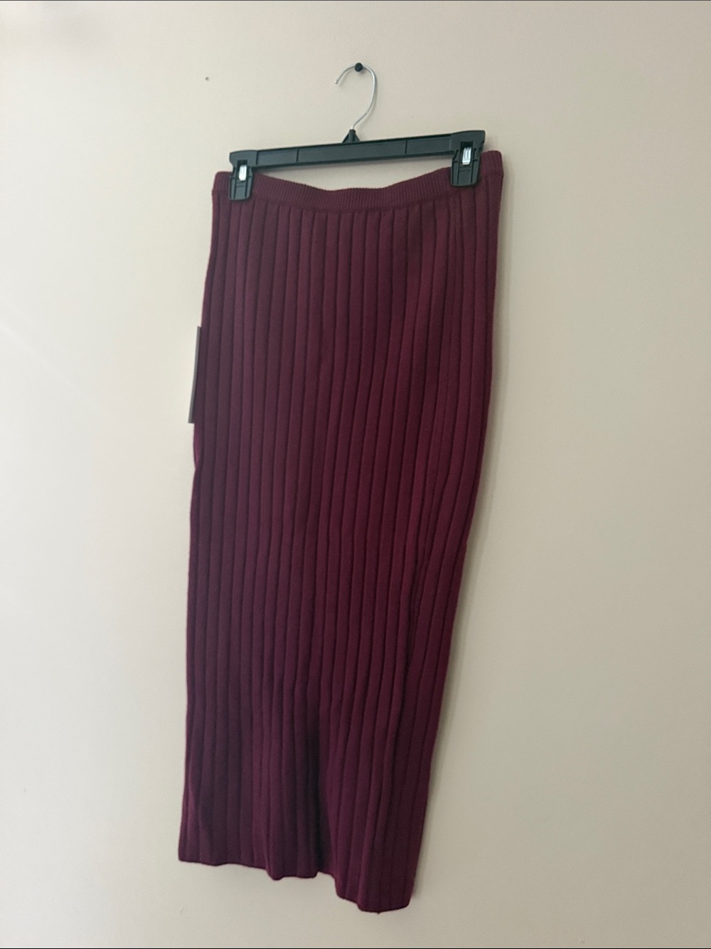 Ronny Kobo Collection Ribbed Midi Skirt - Wine